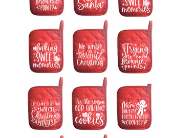 Listing 2: Christmas Pot Holder selection! Pot holders! Pot holders with sayings! Christmas gift! Birthday gift! Gifts for mom! Bakers gift!