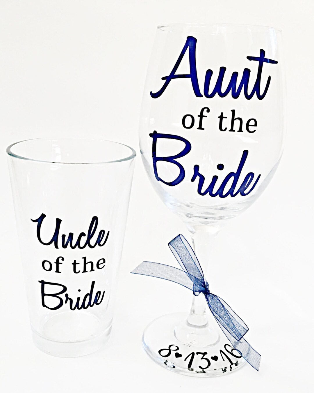 Aunt and Uncle of the Bride Glass Set, Custom Wedding Glass Set, Aunt ...