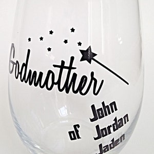 Godparent Glass Set 2, Godparent Gift, Godparent Glasses, Godmother Wine Glass, Personalized Godparent Glasses, Custom Godparent Glass, image 2