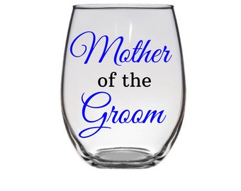 Mother of the Groom wine glass, mother of the groom wine glass, personalized wine glass, wedding wine glass, bridal party, custom wedding
