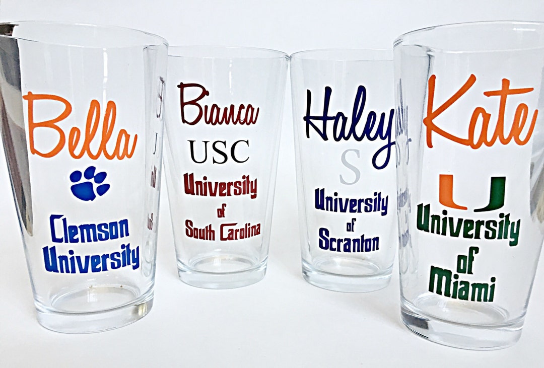 College Pint Glasses,college Beer Glass, Personalized College Glass