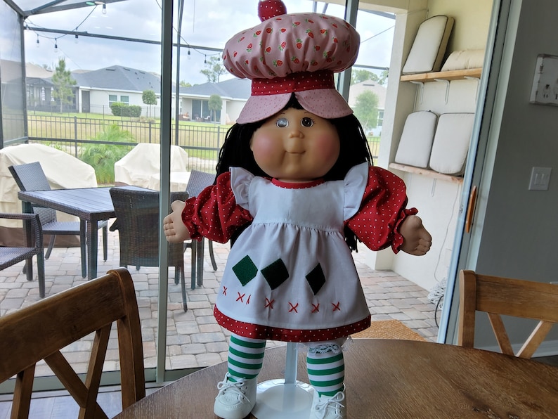 Vêtements de poupée BLE/TRU Cabbage Patch, tenue style vintage Charlotte aux fraises de 50 cm robe, bloomer, collants, chapeau, livraison gratuite image 3