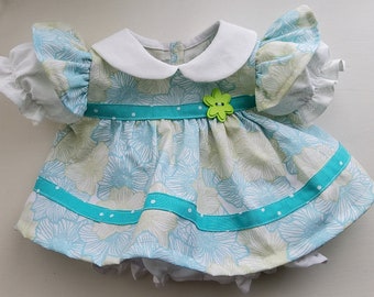 Vêtements de poupée Cabbage Patch, ensemble robe et culotte (bloomers) 2 pièces floral bleu sarcelle fait main, vêtements de poupée CPK, livraison gratuite