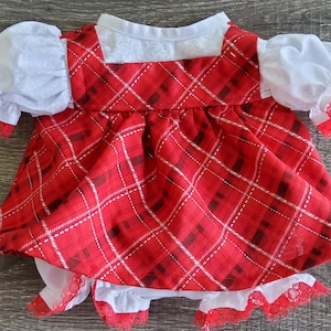 Vêtements de poupée choux, ensemble robe 2 pièces pull de Noël à carreaux rouges de Noël 40 cm, pull-over et bloomer, tout-petit Bernguer, Build-A-Bear