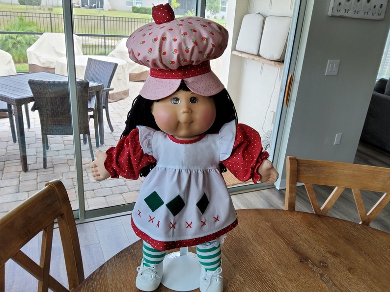 Vêtements de poupée BLE/TRU Cabbage Patch, tenue style vintage Charlotte aux fraises de 50 cm robe, bloomer, collants, chapeau, livraison gratuite image 5