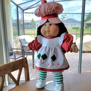 Vêtements de poupée BLE/TRU Cabbage Patch, tenue style vintage Charlotte aux fraises de 50 cm robe, bloomer, collants, chapeau, livraison gratuite image 9