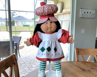 Vêtements de poupée BLE/TRU Cabbage Patch, tenue style vintage Charlotte aux fraises de 50 cm (robe, bloomer, collants, chapeau), livraison gratuite