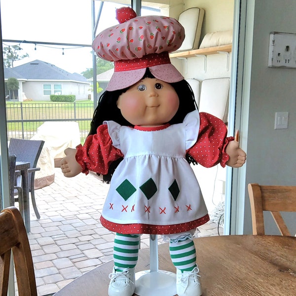 BLE/TRU Cabbage Patch Doll Clothes, 20-inch Size Vintage Style Strawberry Shortcake Outfit (Dress, Bloomers, Tights, Hat), Free Shipping