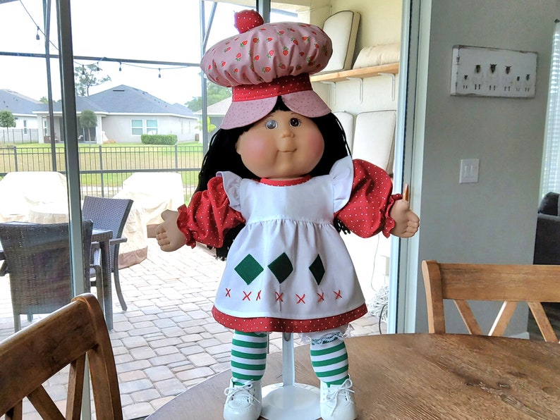 Vêtements de poupée BLE/TRU Cabbage Patch, tenue style vintage Charlotte aux fraises de 50 cm robe, bloomer, collants, chapeau, livraison gratuite image 1