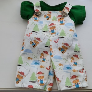 Vêtements pour poupée Cabbage Patch, salopette verte de pêche et t-shirt (ensemble 2 pièces) pour garçon et fille de 40 cm (16 pouces), vêtements pour poupée CPK, livraison gratuite