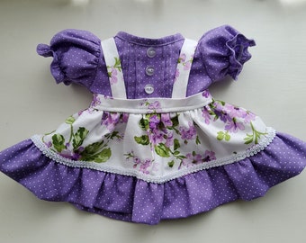 Cabbage Patch Doll Clothes, 16 Inch Size One-piece Lavender/Purple Pinafore Knee-length Dress, CPK Handmade Doll Clothing, Free Shipping