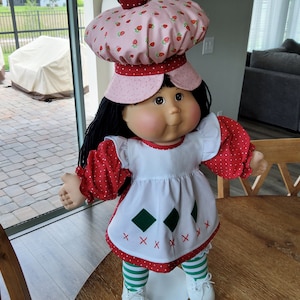 Vêtements de poupée BLE/TRU Cabbage Patch, tenue style vintage Charlotte aux fraises de 50 cm robe, bloomer, collants, chapeau, livraison gratuite image 7