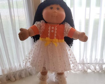 Vestiti per bambole Cabbage Patch BLE/TRU, nuovo abito in tulle arancione floreale al ginocchio, taglia 20 pollici, vestiti per bambole Toys R Us fatti a mano, spedizione gratuita