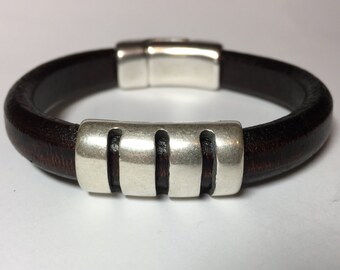 Men's Regaliz Leather Bracelet - Cut Out Slider