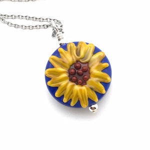 Sunflower Pendant - Lampwork Bead