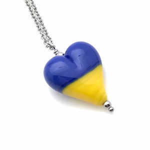 Support Ukraine - Flag Heart Pendant - Lampwork Beads