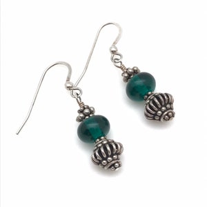 Dark Teal Lampwork Earrings image 1