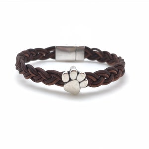 Braided Leather Paw Bracelet