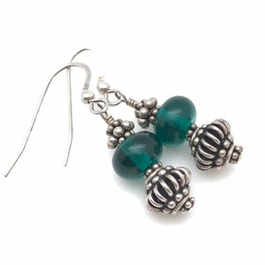 Dark Teal Lampwork Earrings image 3