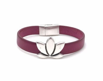 Lotus Flower Leather Bracelet