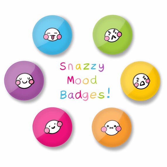 25mm 6 rainbow mood badge pack