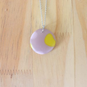 Spotted Lilac Fused Glass Pendant, Fused Glass Jewelry Design, One Of A Kind Fused Glass Art Necklace, Memphis Design Style Art