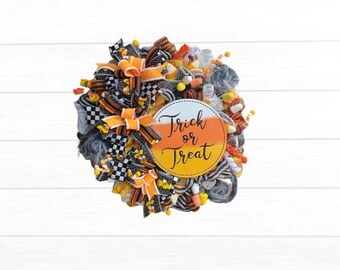 Halloween Truck or treat candy corn wreath