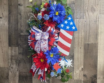 Fourth of July Wreath, Patriotic Wreath, 4th of July Swag, Front Door Wreath, Everyday Wreath, Patriotic Home Decor, Summer Wreath, Summer