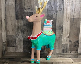 Whimsical Reindeer, Deer Christmas, Whimsical Christmas, Candyland Decor, Christmas Decor, Holiday Home Decor, Christmas Reindeer