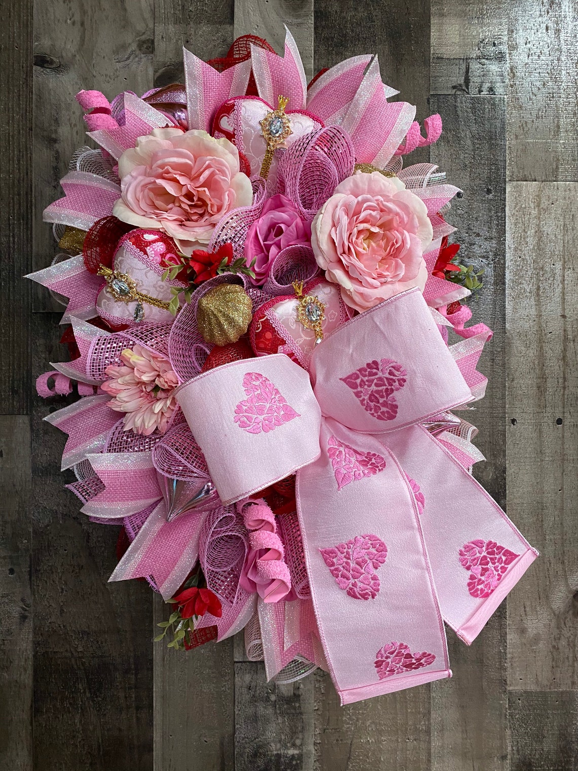 Valentine Queens of Hearts Wreath Elegant Valentines Swag for Etsy