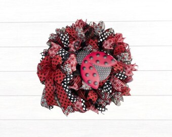 Lady bug, Lady bug wreath, Front Door Wreath, Summer Wreath, Everyday Wreath, Ladybug front door wreath,