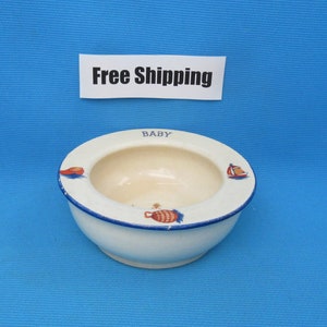 Vintage Baby Feeding Bowl, Czechoslovkia, Child Children Dish, Free Shipping