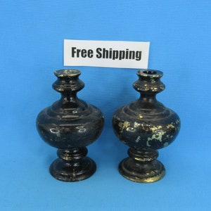 Vintage Pair Metal Spindle Decorations, Brass Color, Home Decor, Free Shipping