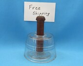 Vintage Glass n Wood Pestle Butter Press, With Design, Kitchen Utensil, Free Shipping