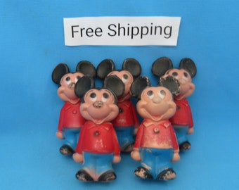 Vintage Mickey Mouse Bowling Pins, Bowl Pin, Lot of 5, Rare, Hannah Barbera Productions, Free Shipping