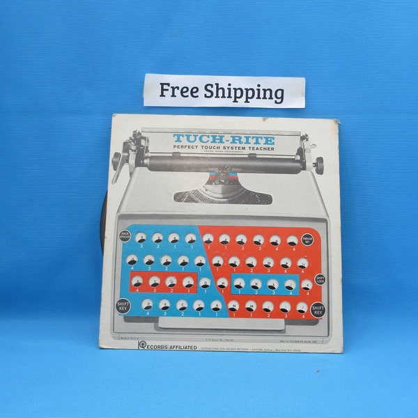 Vintage Typewriter Keys 33 1/3 Record, Type Writer, Learn to Type, Tuch Rite, Free Shipping