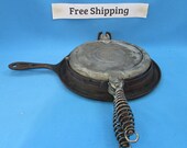 Vintage Antique Cast Iron n Aluminum Wear Ever TACU Co, No. 8 Waffle Iron, Griddle Grill Pancakes, Free Shipping