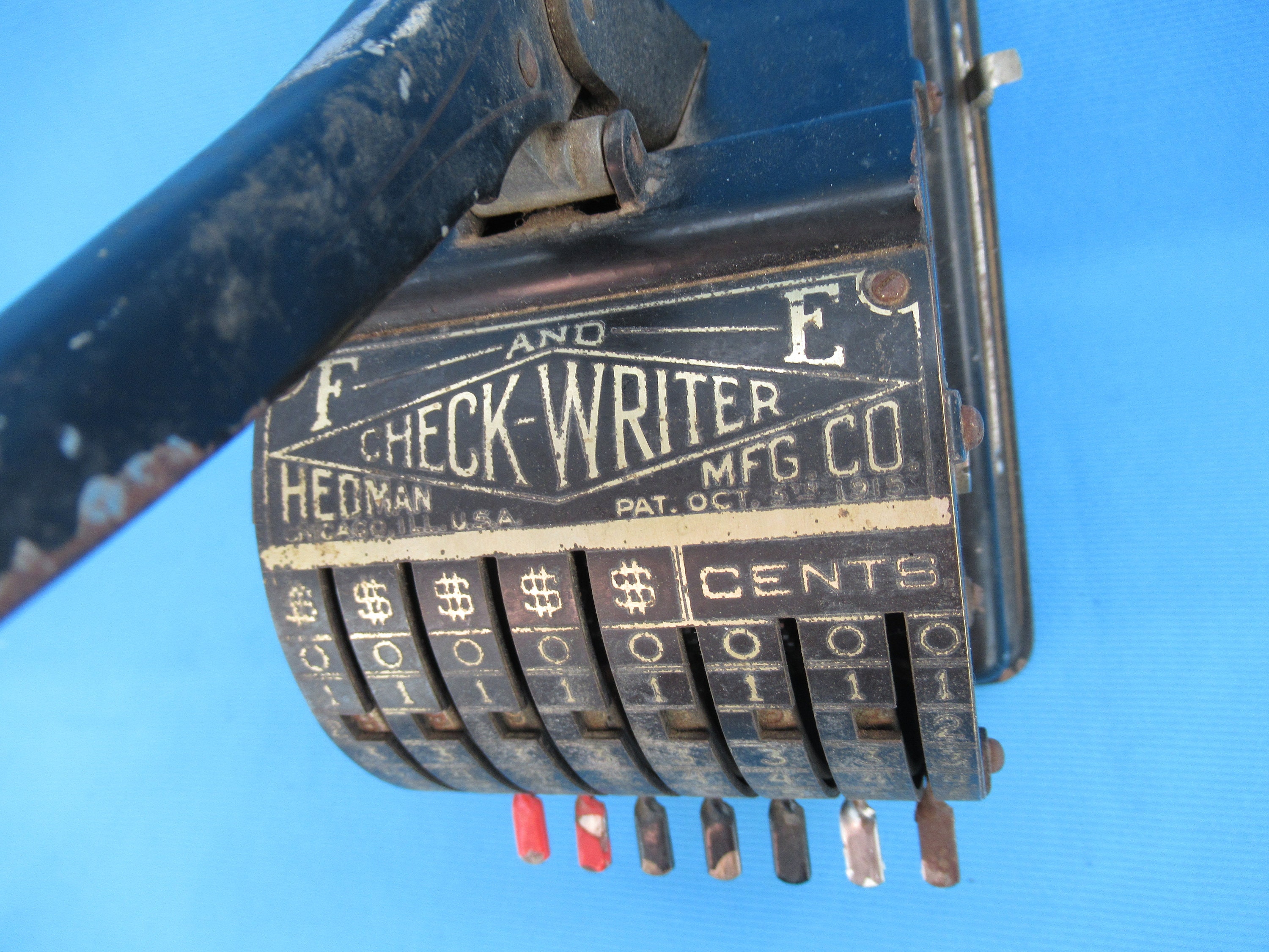 Vintage Check Writing Machine, F & E Check Writer, Hedman Mfg Co