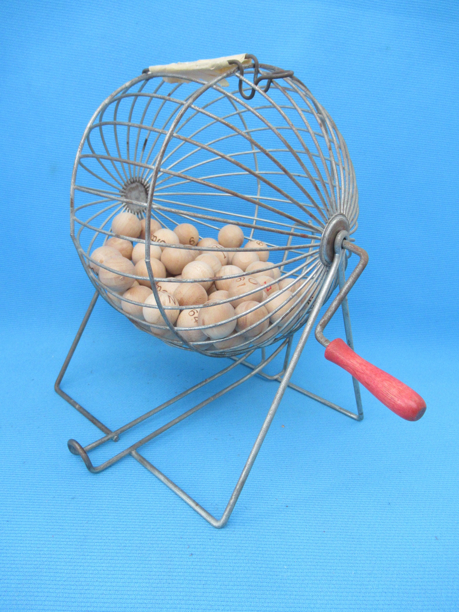 Vintage Antique Bingo Roller Spinner Cage Game Metal Basket Etsy