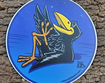Pegatina de cuervo risueño: vinilo resistente a la intemperie