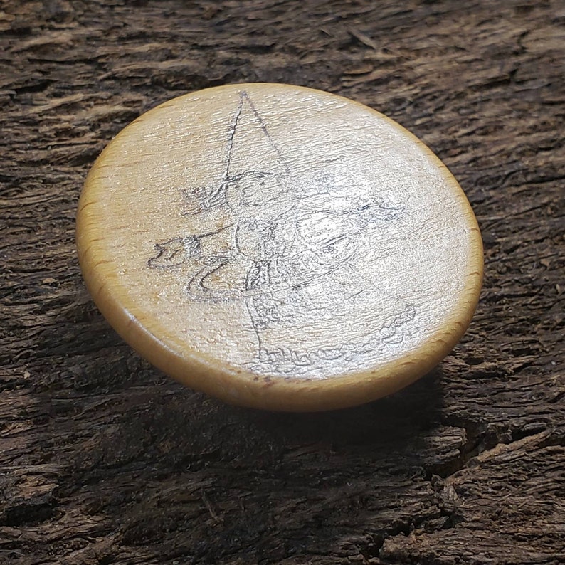 Hula-Hooping Gnome pyrography pin