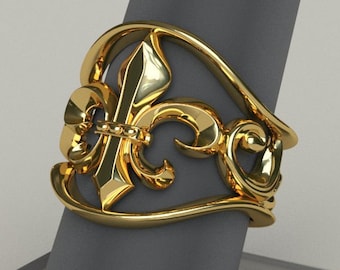 Fleur De Lis  Ring - Any Size 18k Gold Plated