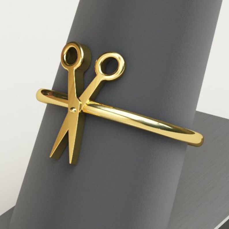 18k Gold Plated Scissor Ring Any Size Etsy