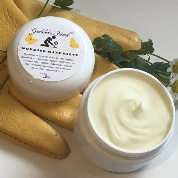 Working Hand Salve - Herbes biologiques, huiles et beurres, ami jardinier