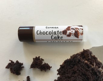 German Chocolate Cake Lip Balm - Organic Ingredients, Essential Oils, No artificial flavor