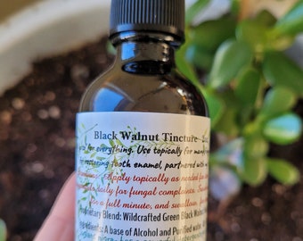 Black Walnut Extract 2oz. Bottle Juglans Nigra- Wildcrafted Green Black Walnut Hulls, PA, Parasite Herb (Alcohol)