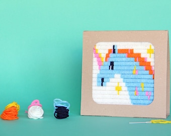 Единорог - вышивка для детей, рукоделие детям, набор для вышивания, Вышивальный набор, простая вышивка, сказка детям, занятия для малышей