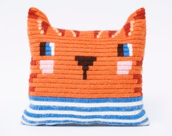 DIY Needlepoint pillow kits Ignites kids' creativity! Craft a cozy needlepoint pillow. Eco friendly cardboard suitcase included.