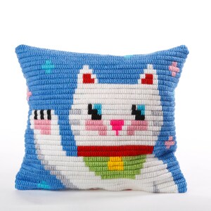 DIY Needlepoint pillow kits Ignites kids' creativity Craft a cozy needlepoint pillow. Eco friendly cardboard suitcase included. Maneki-Neko Cat