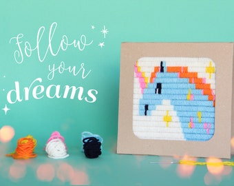 Needlepoint kits Ignites kids creativity! No hoop needed. Eco-friendly packaging that turns into a display frame.